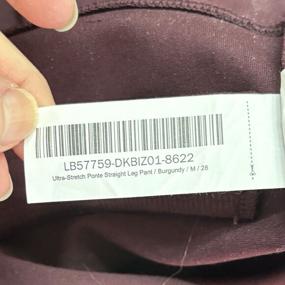 Quince Minimalist Stretch Ankle Ponte Pants Trousers Womens MP Burgundy Office - Picture 6 of 10